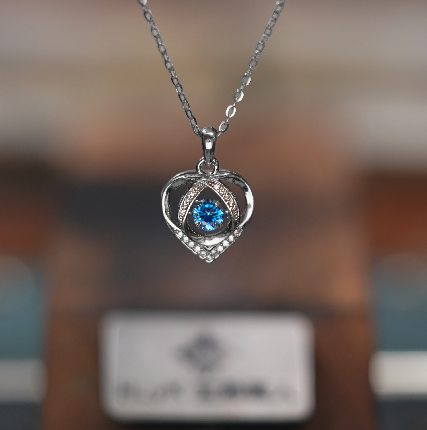 ブルージャンピングストーン ハートネックレス - S925 - D400782