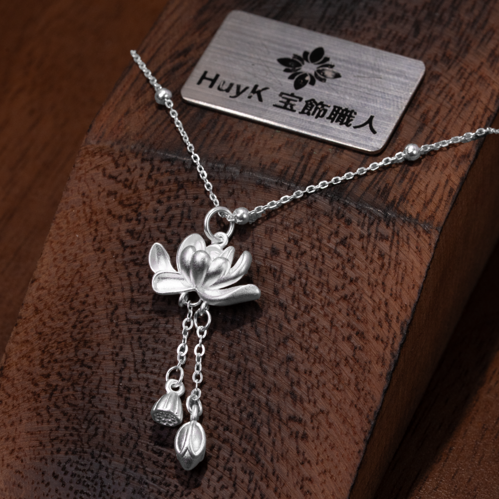 蓮の花ネックレス- S925-  D000856