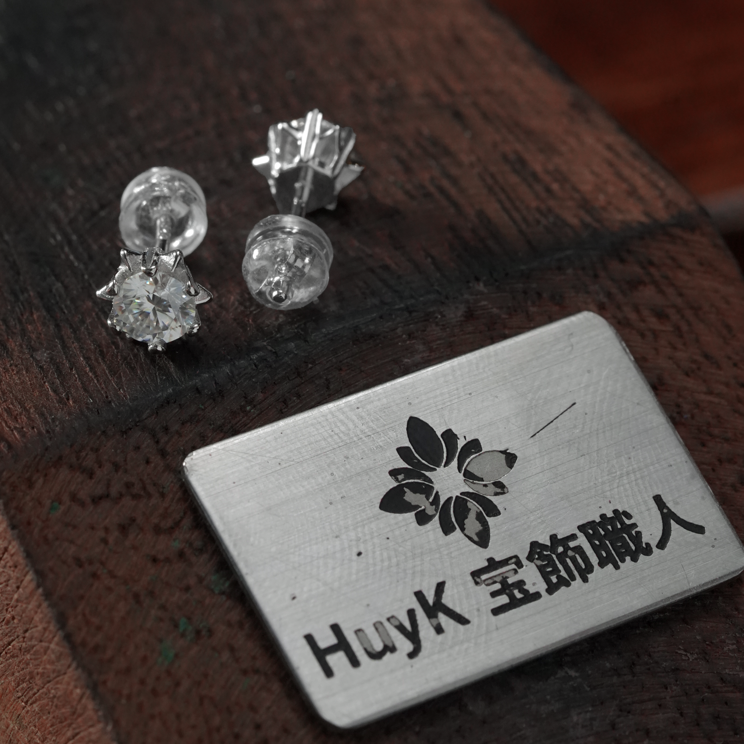 モアサナイト付きスノーフレークピアス - S925 - B001072