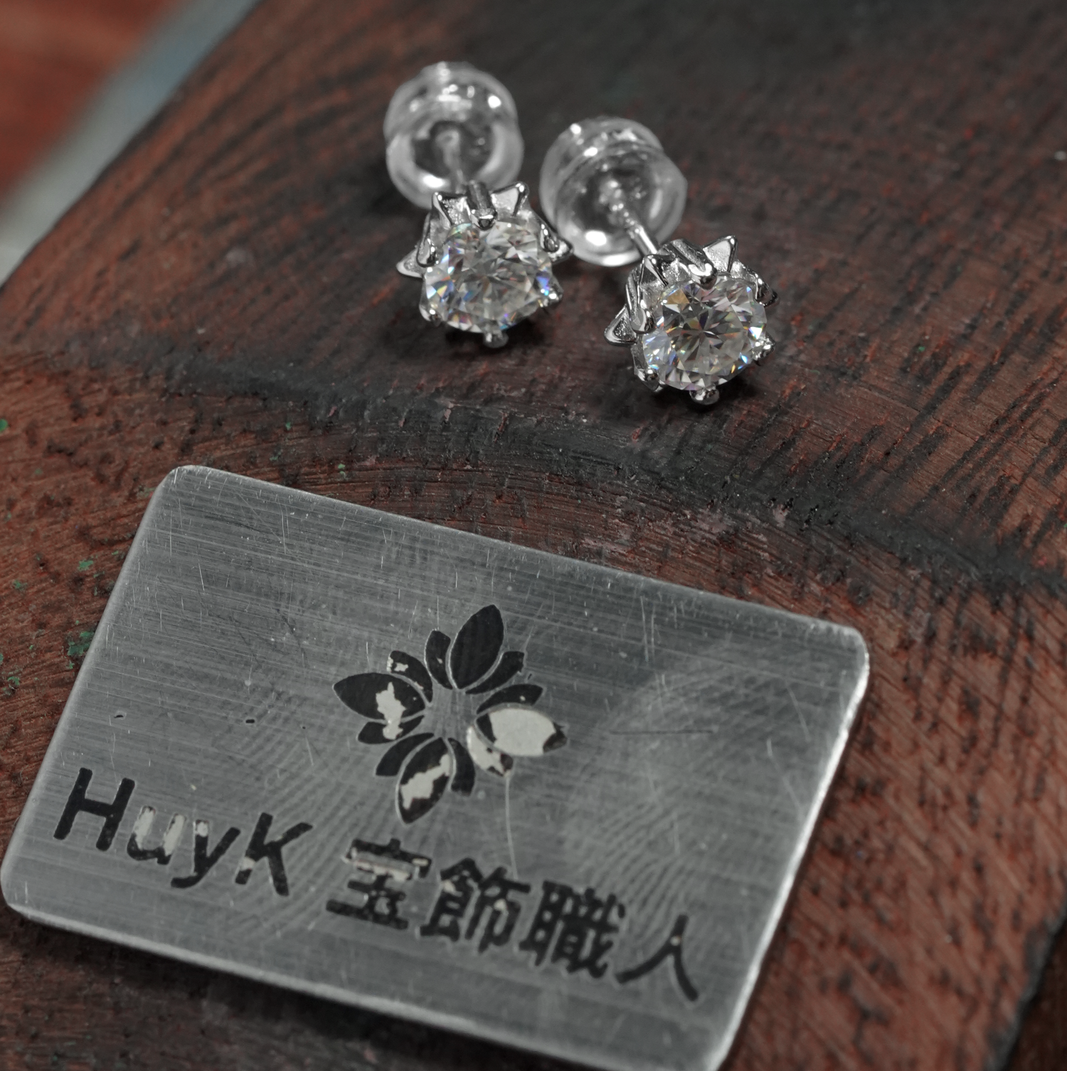 モアサナイト付きスノーフレークピアス - S925 - B001072